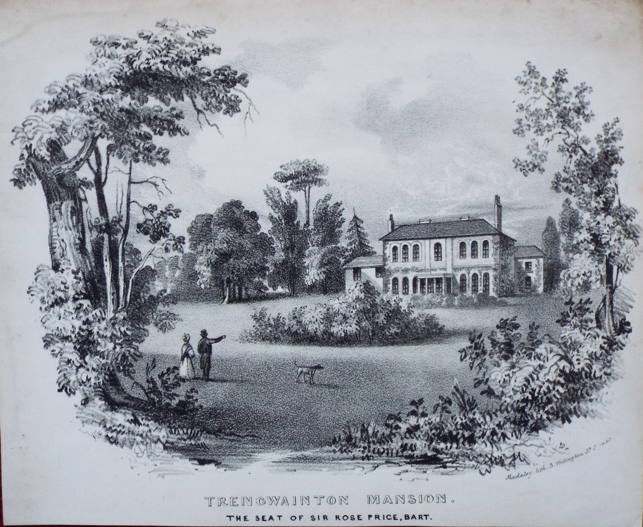 Lithograph - Trengwainton Mansion. The Seat of Sir Rose Price, Bart.