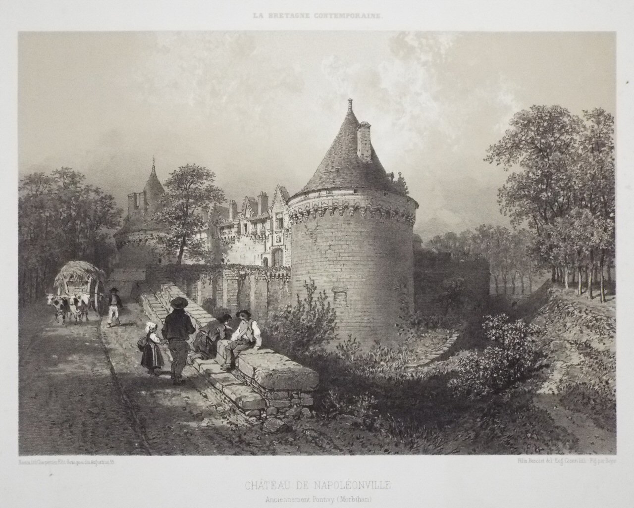 Lithograph - Chateau de Napoleonville. Anciennement Pontivy (Morbihan) - Ciceri