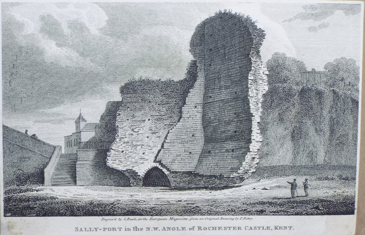 Print - Sally-Port in the N. W. Angle of Rochester Castle, Kent. - Rawle