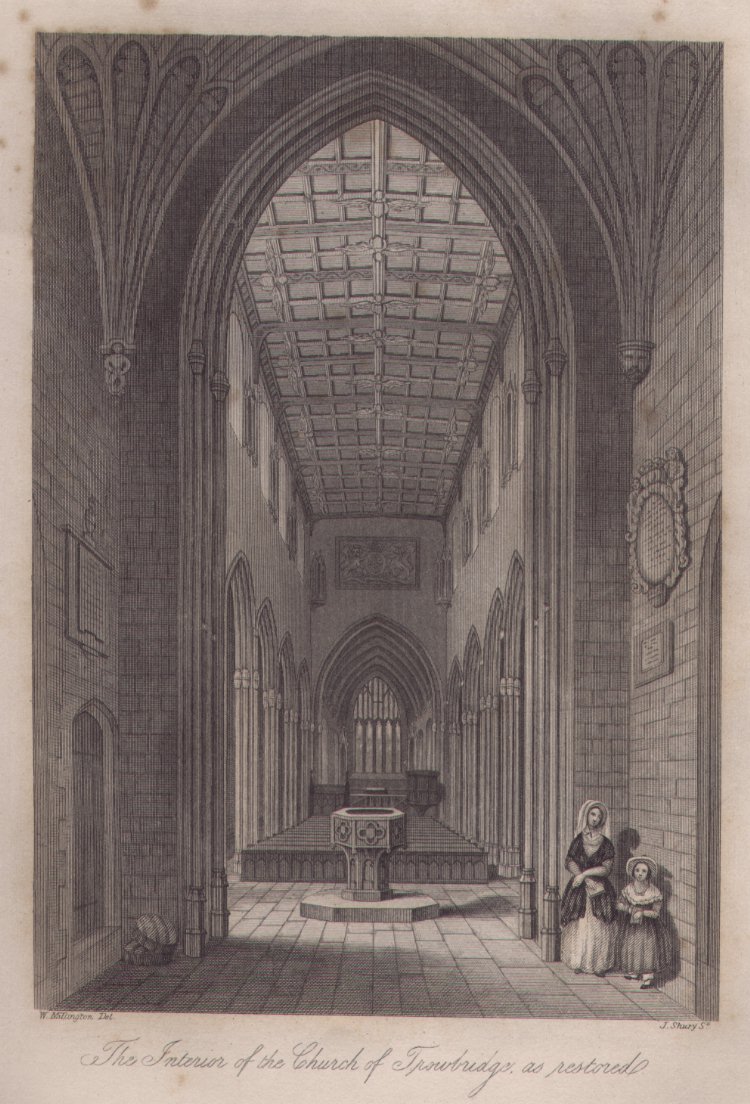 Print - The Interior of the Church of Trowbridge as Restored - Shury