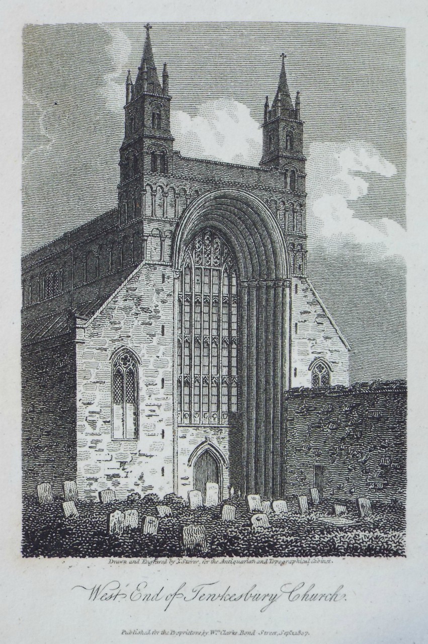 Print - West End of Tewkesbury Church. - Storer