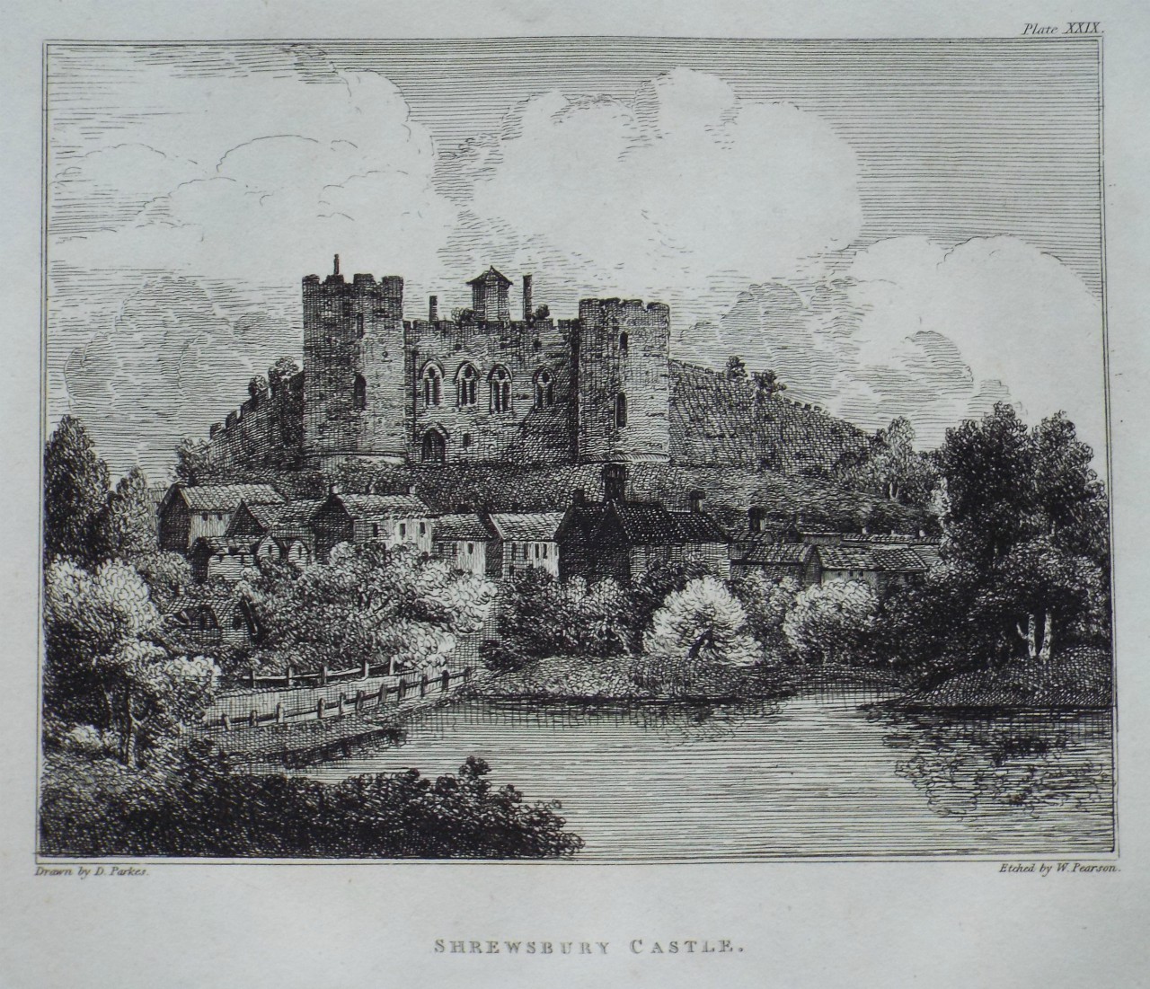 Etching - Shrewsbury Castle. - Pearson
