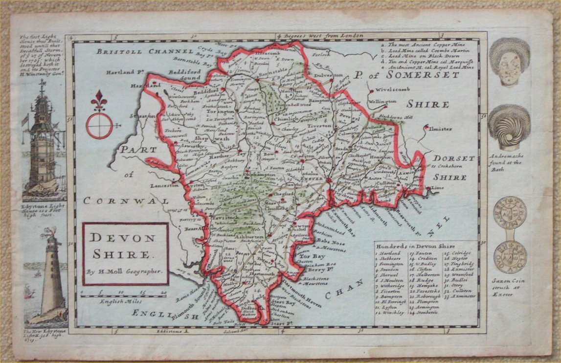 Map of Devon - Moll