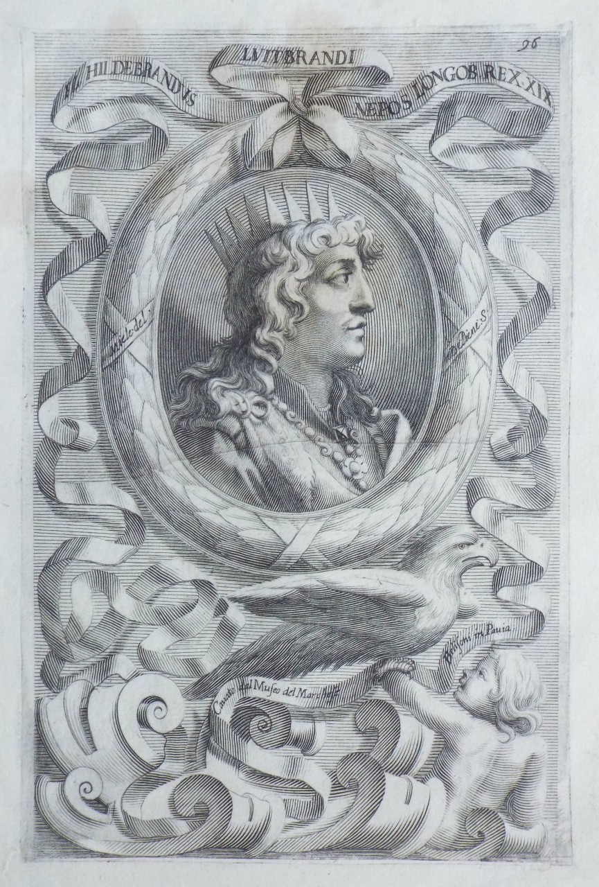 Print - Fl. Hildebrandus Luitbrandi Nepos Longob. Rex. XIX. 
Canato dal Muse del Marchese Belifoni in Pavia. - De