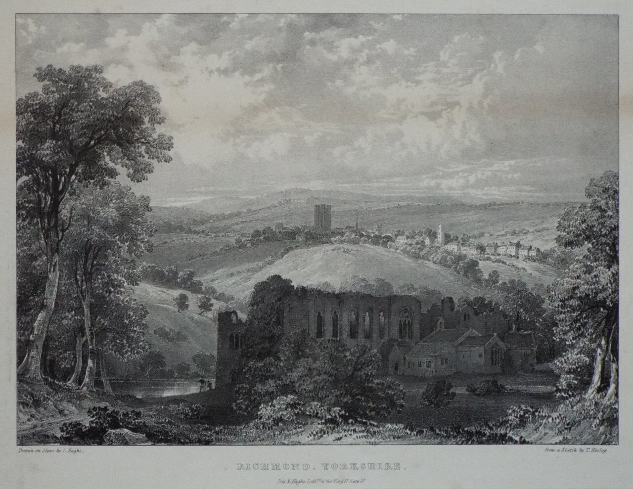 Lithograph - Richmond, Yorkshire. - Haghe