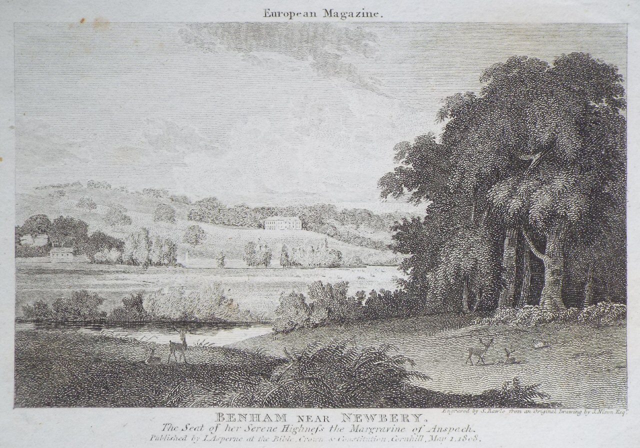 Print - Benham near Newbery. The Seat of her Serene Highness the Margravine of Anspach.