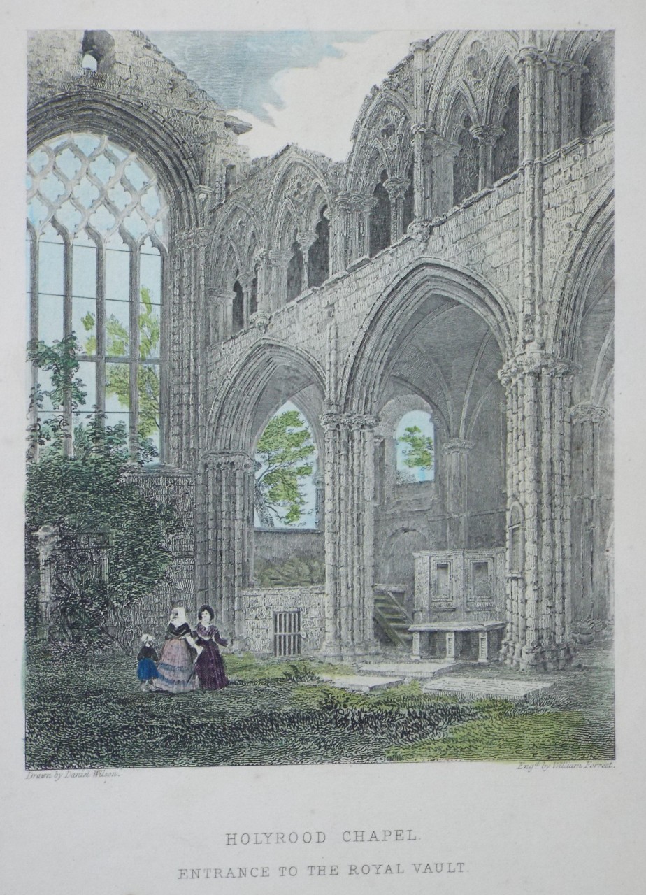 Etching - Holyrood Chapel.Entrance to the Royal Vault. - Forrest