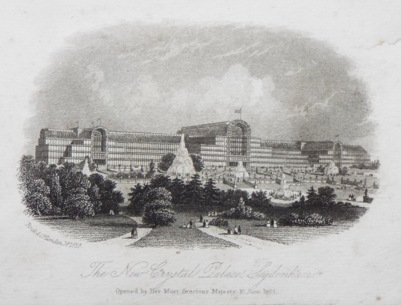 Steel Vignette - The New Crystal Palace, Sydenham. Opened by Her Most Gracious Majesty, 10. June, 1854. - Rock