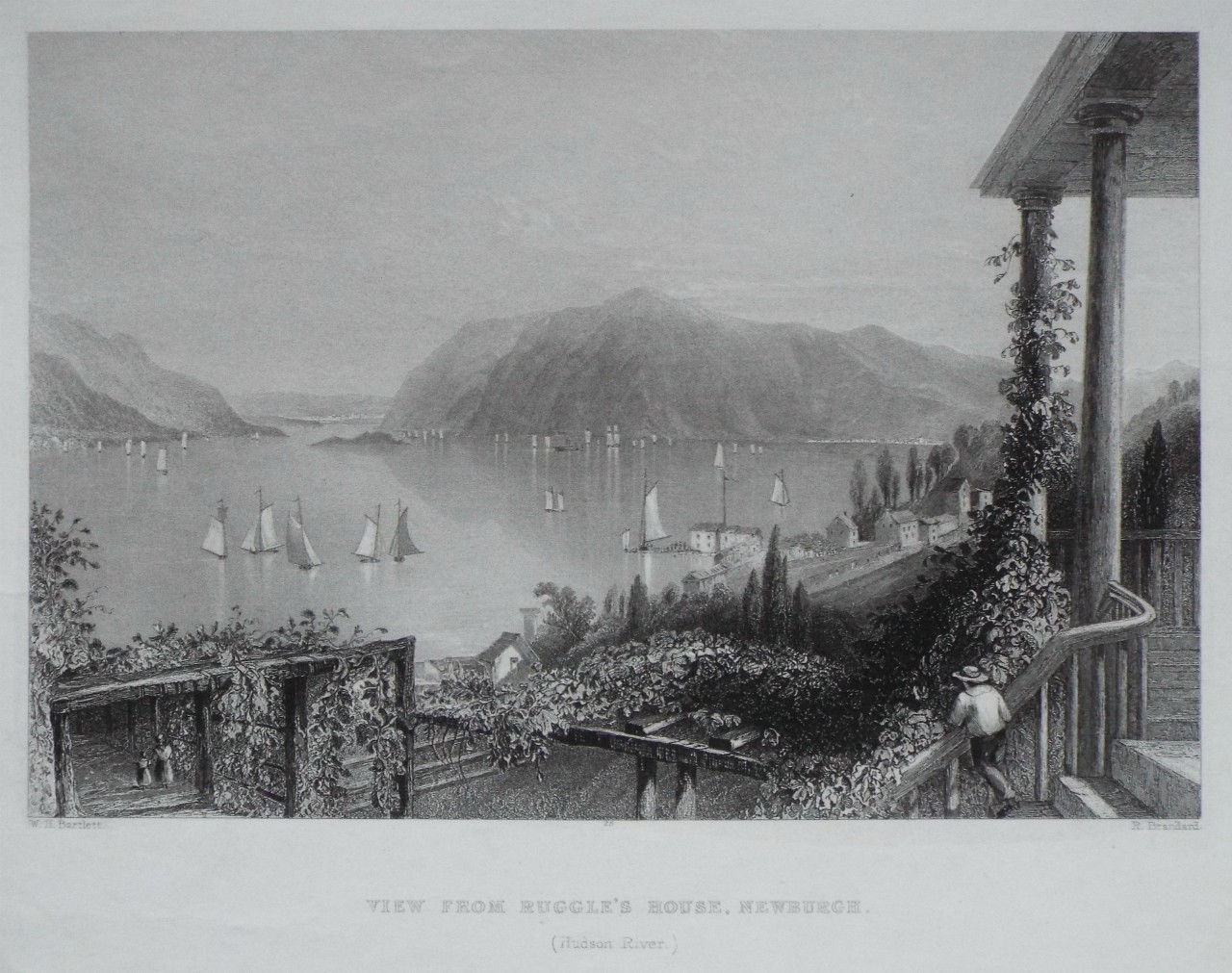 Print - View from Ruggle's House, Newburgh. (Hudson River) - Brandard