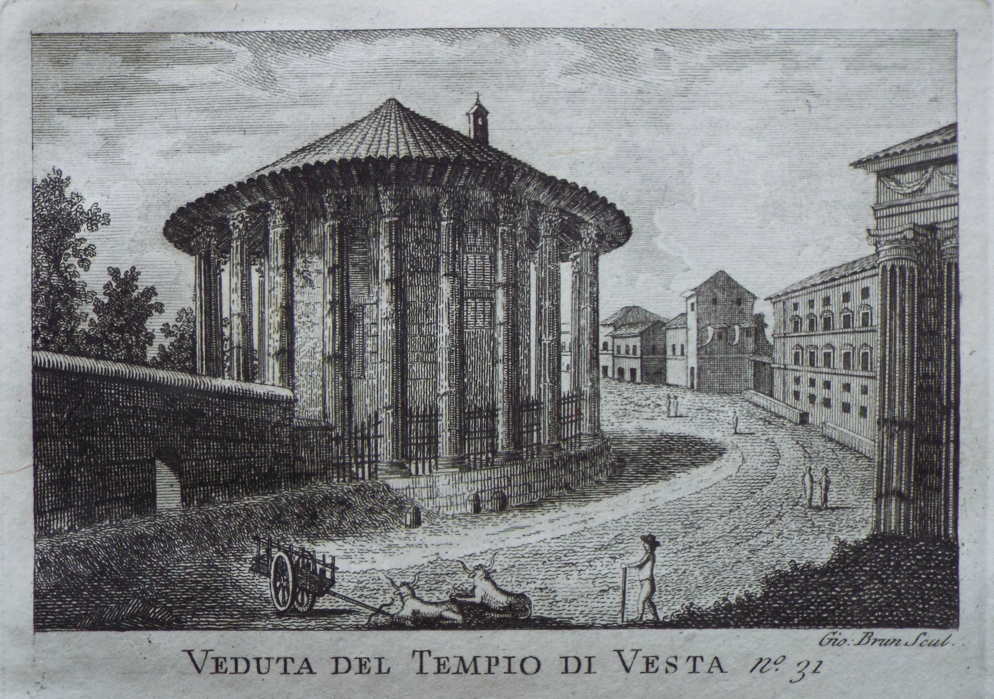 Print - Veduta del Tempio di Vesta - Brun