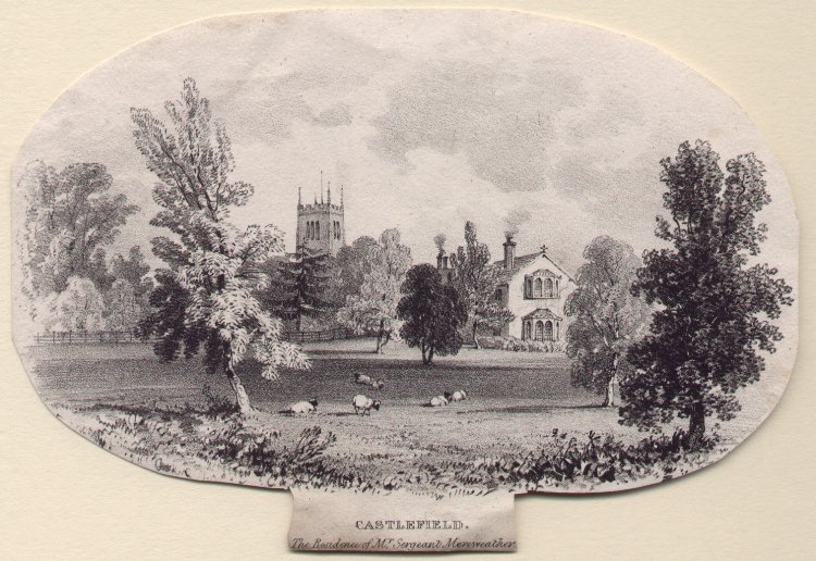 Lithograph - Castlefield. The Residence of Mr. Sergeant Mereweather