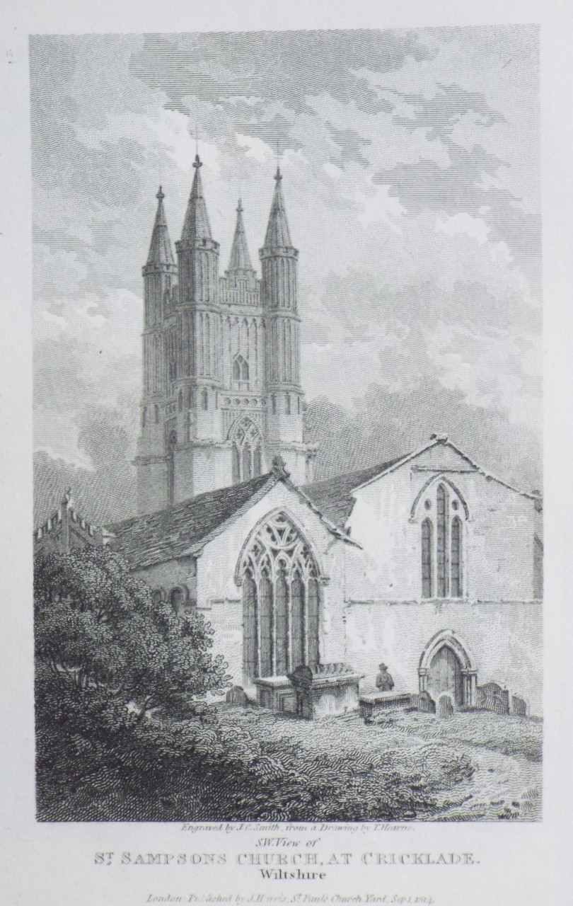 Print - S.W. View of St.Sampson's Church, at Cricklade. Wiltshire - Smith