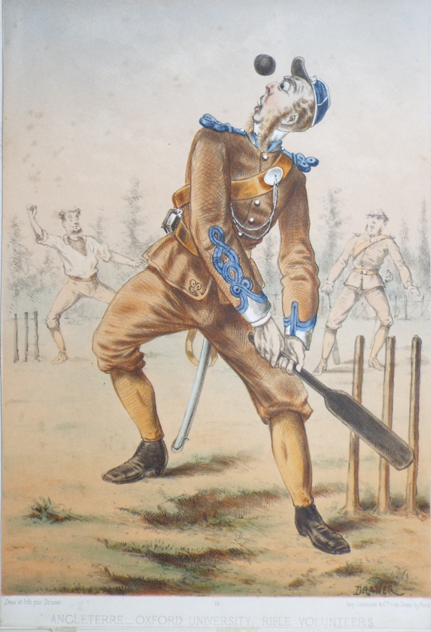 Chromo-lithograph - Types Militaires. Angleterre - Oxford University, Rifle Volunteers.  - 