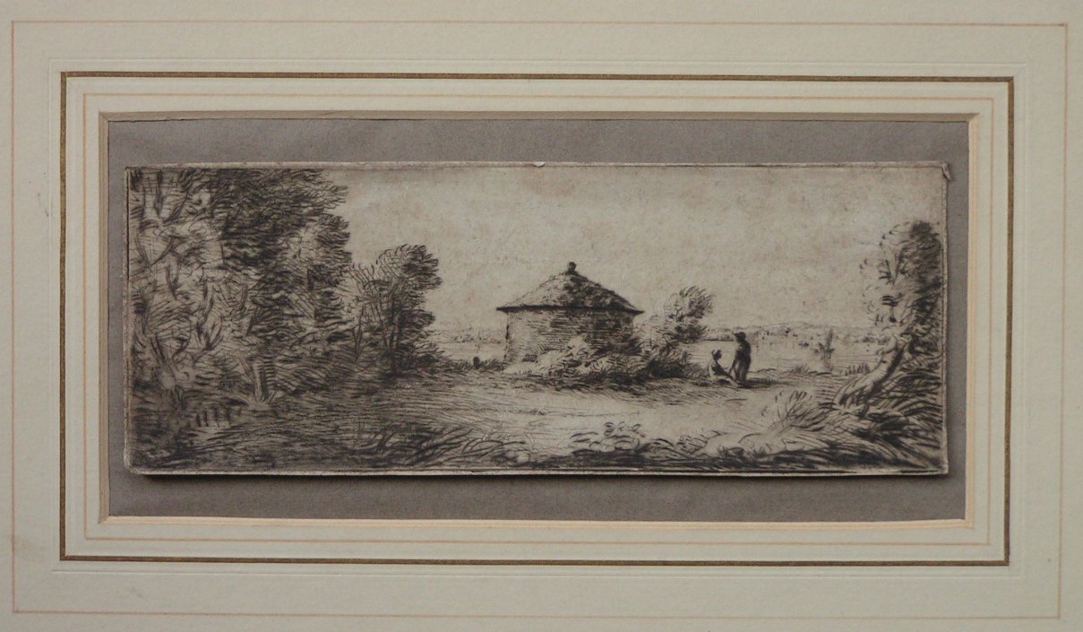 Etching - (Rural scene with circular building)