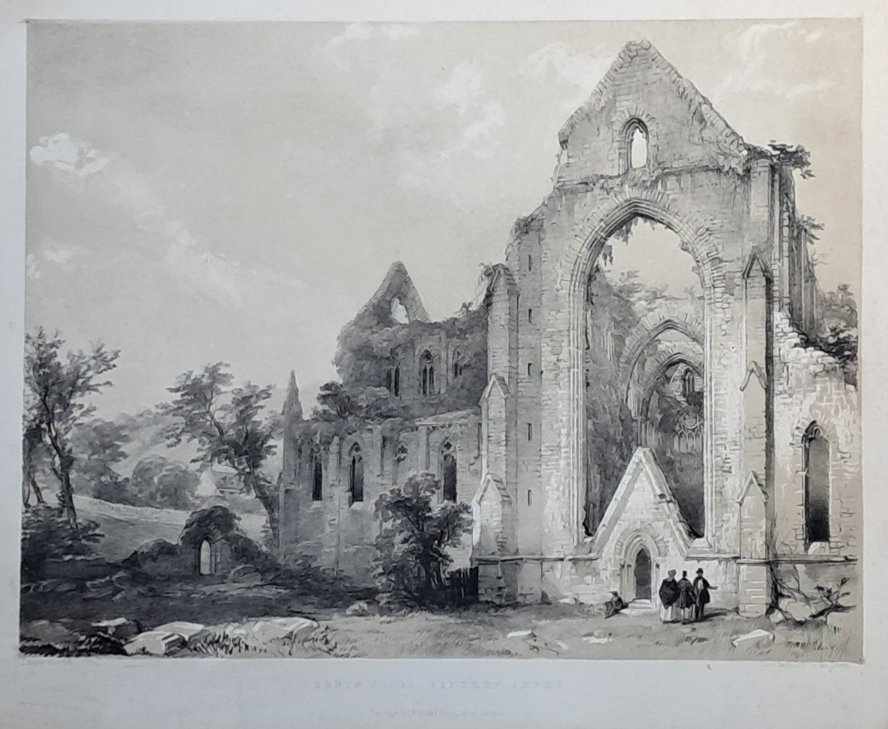 Lithograph - South Front Tintern Abbey. - Haghe