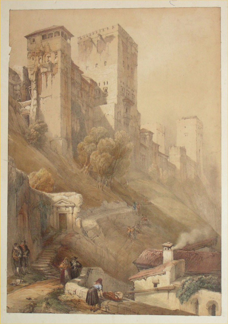 Lithograph - The Fortress at Alhambra - Roberts