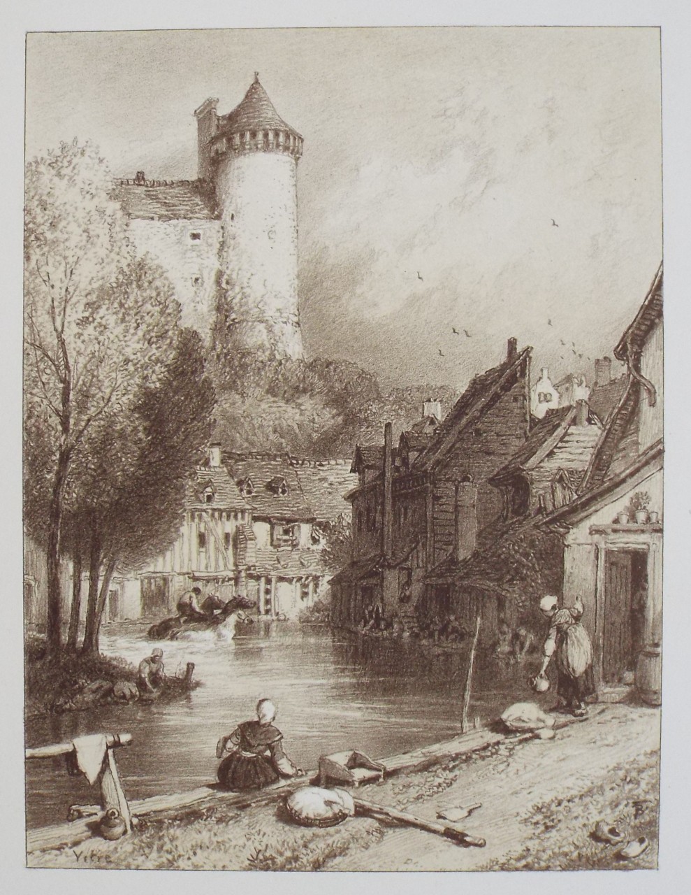 Lithograph - A Tower of the Castle. Vitre. - Foster