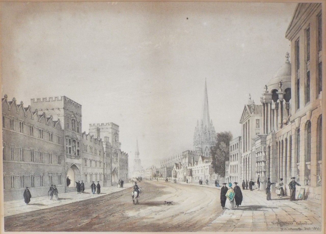 Lithograph - High Street, Oxford - Delamotte