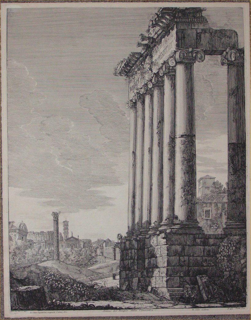 Etching - Avanzi del Tempio della Concordia - Rossini