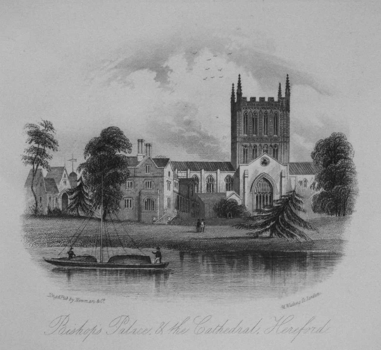 Steel Vignette - Bishop's Palace, & the Cathedral, Hereford. - Newman