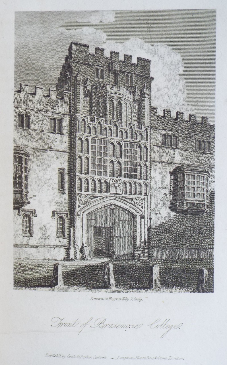 Print - Front of Brasenose College. - Greig