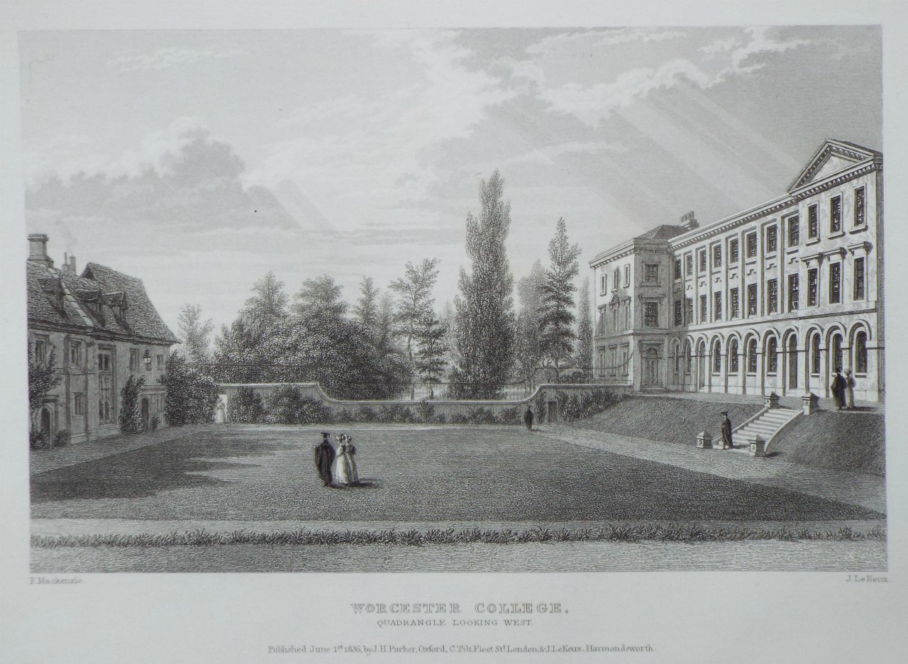 Print - Worcester College. Quadrangle Looking West. - Le