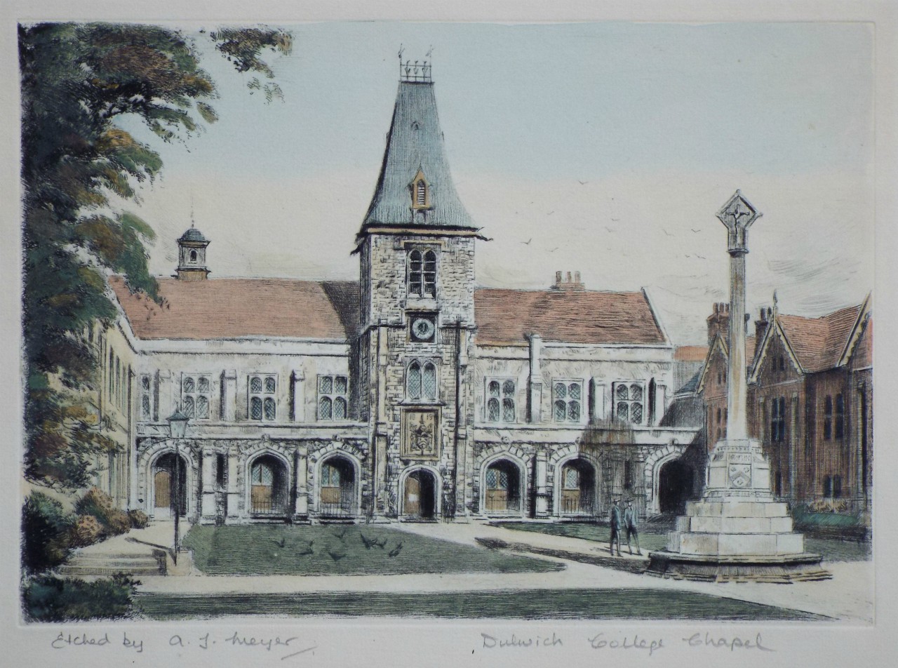 Etching - Dulwich College Chapel. - Meyer