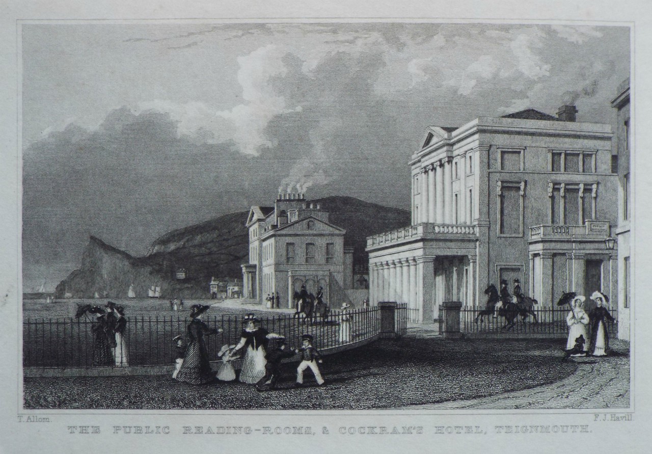 Print - The Public Reading-Rooms, & Cockram's Hotel, Teignmouth. - Havill