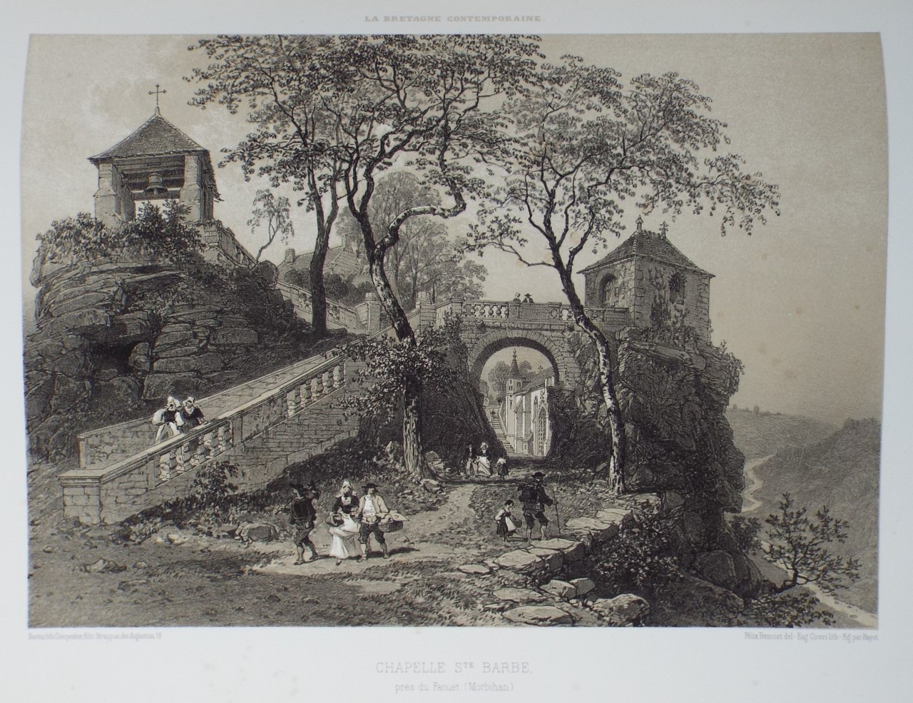 Lithograph - Chapelle St. Barbe, pres du Faouet. (Morbihan) - Ciceri