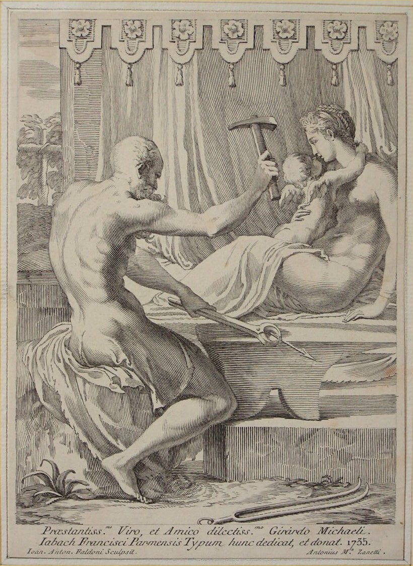 Print - Prestantissmo. Viro, et Amico dilectissmo. Girardo Michaeli. Iabach Francisci Parmensis Typum hunc dedicat, et donat. 1735. - Faldoni