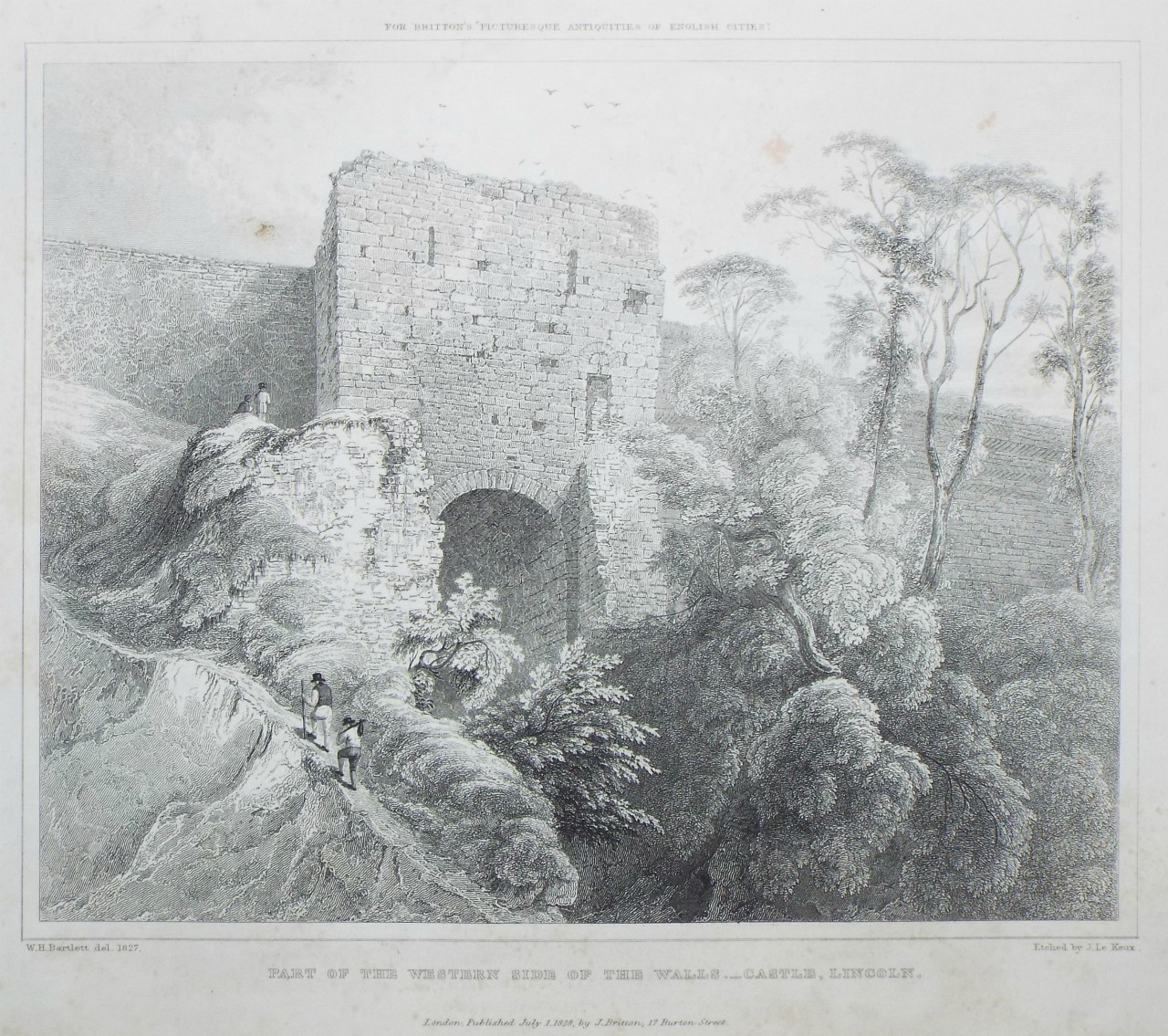 Print - Part of the Western side of the Walls. Castle, Lincoln. - Le