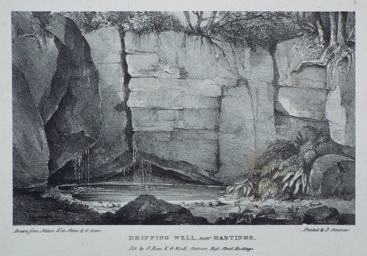 Lithograph - Dripping Well, near Hastings. - Rowe