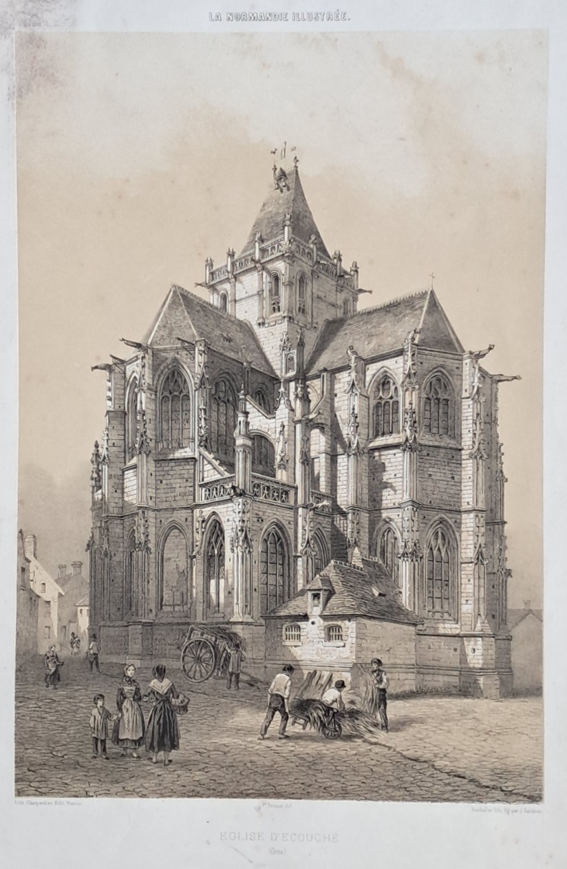 Lithograph - Eglise d'Ecouche (Orne) - Bachelier