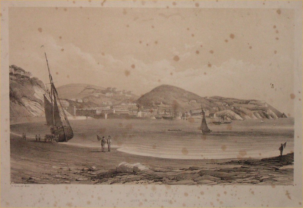 Lithograph - Torquay from the Abbey Sands - Spreat
