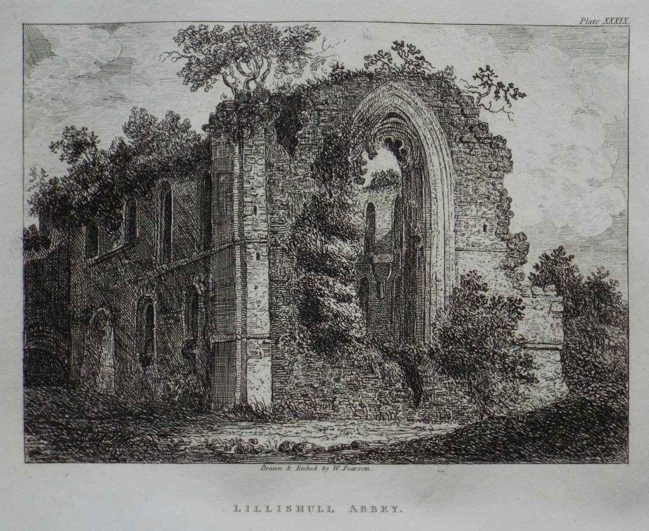 Etching - Lillishull Abbey. - Pearson