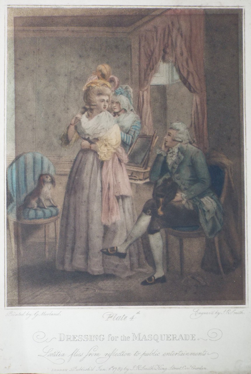 Lithograph - Dressing for the Masquerade (Plate 4th) Laetitia flies from reflection to public entertainments