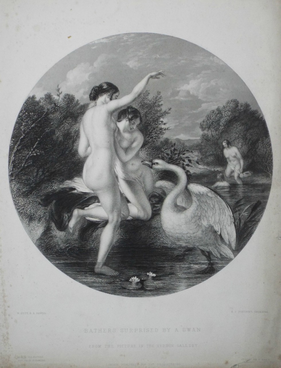 Print - Bathers Surprised by a Swan.