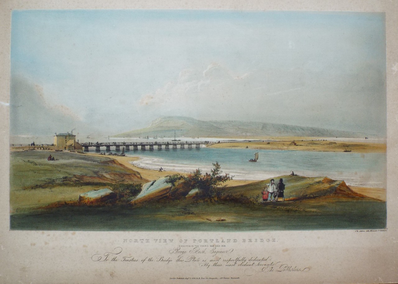 Lithograph - North View of Portland Bridge, erected in the years 1838 and 1839. George Bush, Engineer. - Jobbins