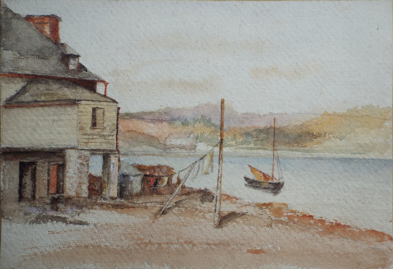 Watercolour - (Cottage beside a lake)