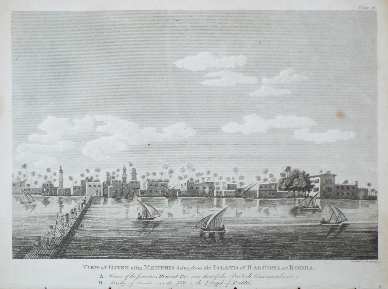Print - View of Gizeh olim Memphis taken from the Island of Raoudha or Rodda. - Neele