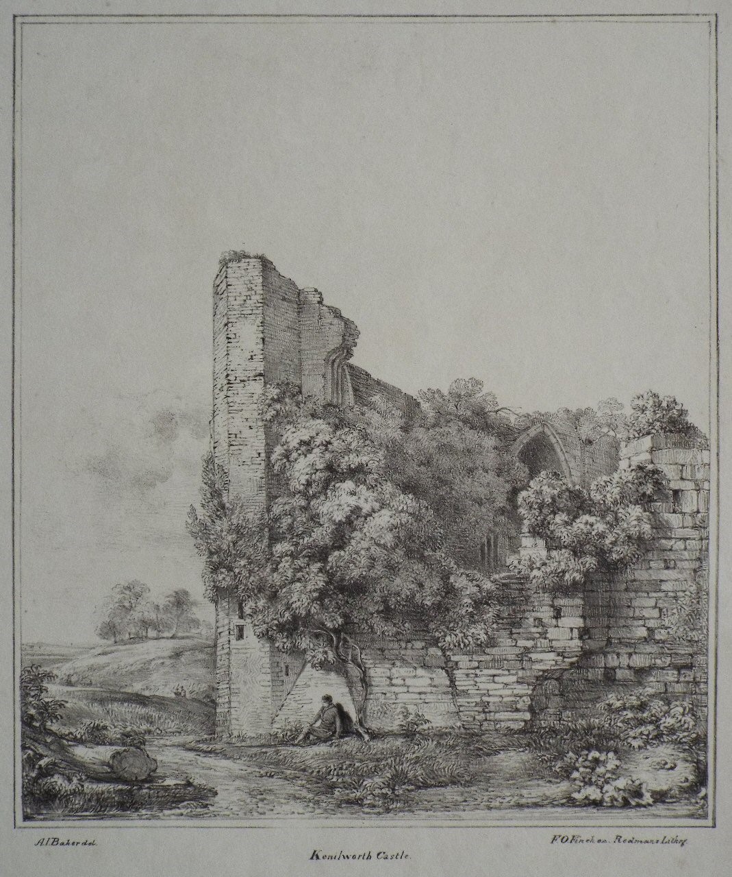 Lithograph - Kenilworth Castle. - Finch