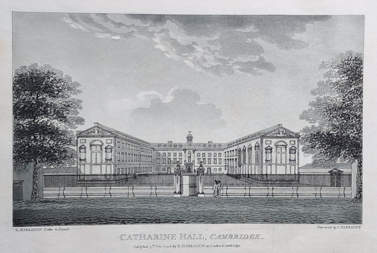 Aquatint - Catharine Hall, Cambridge. - Harraden