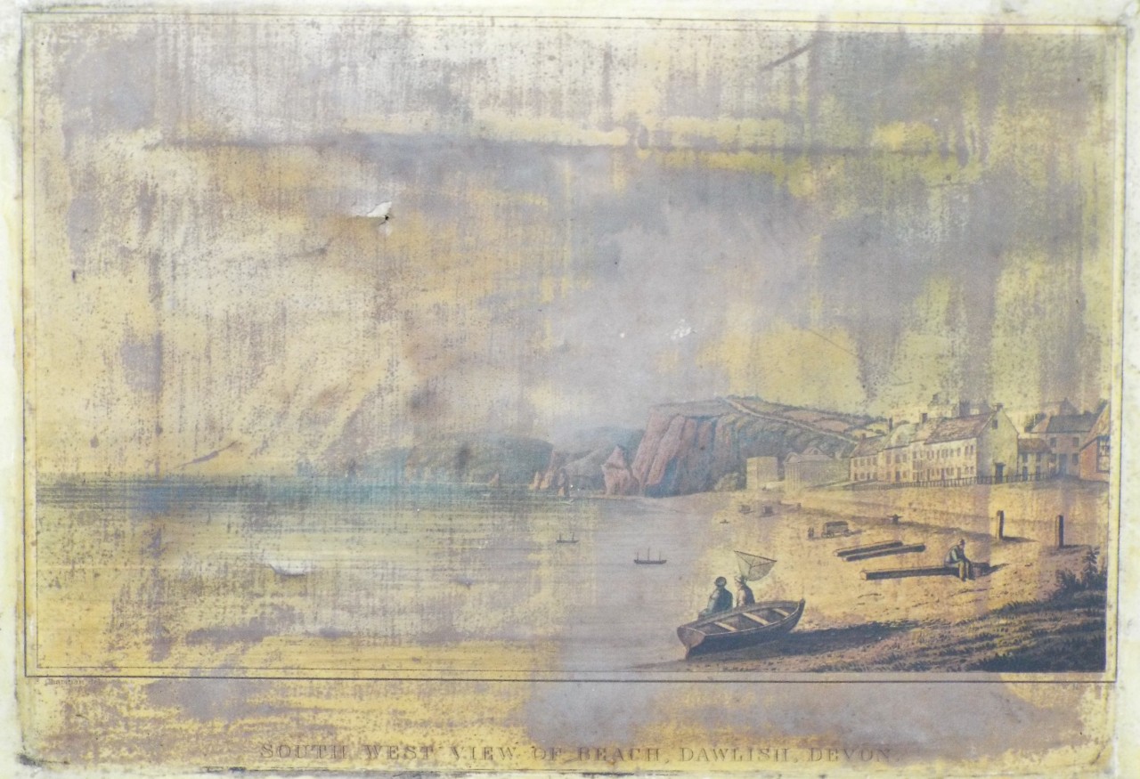 Aquatint - South West View of the Beach, Dawlish, Devon. - Read