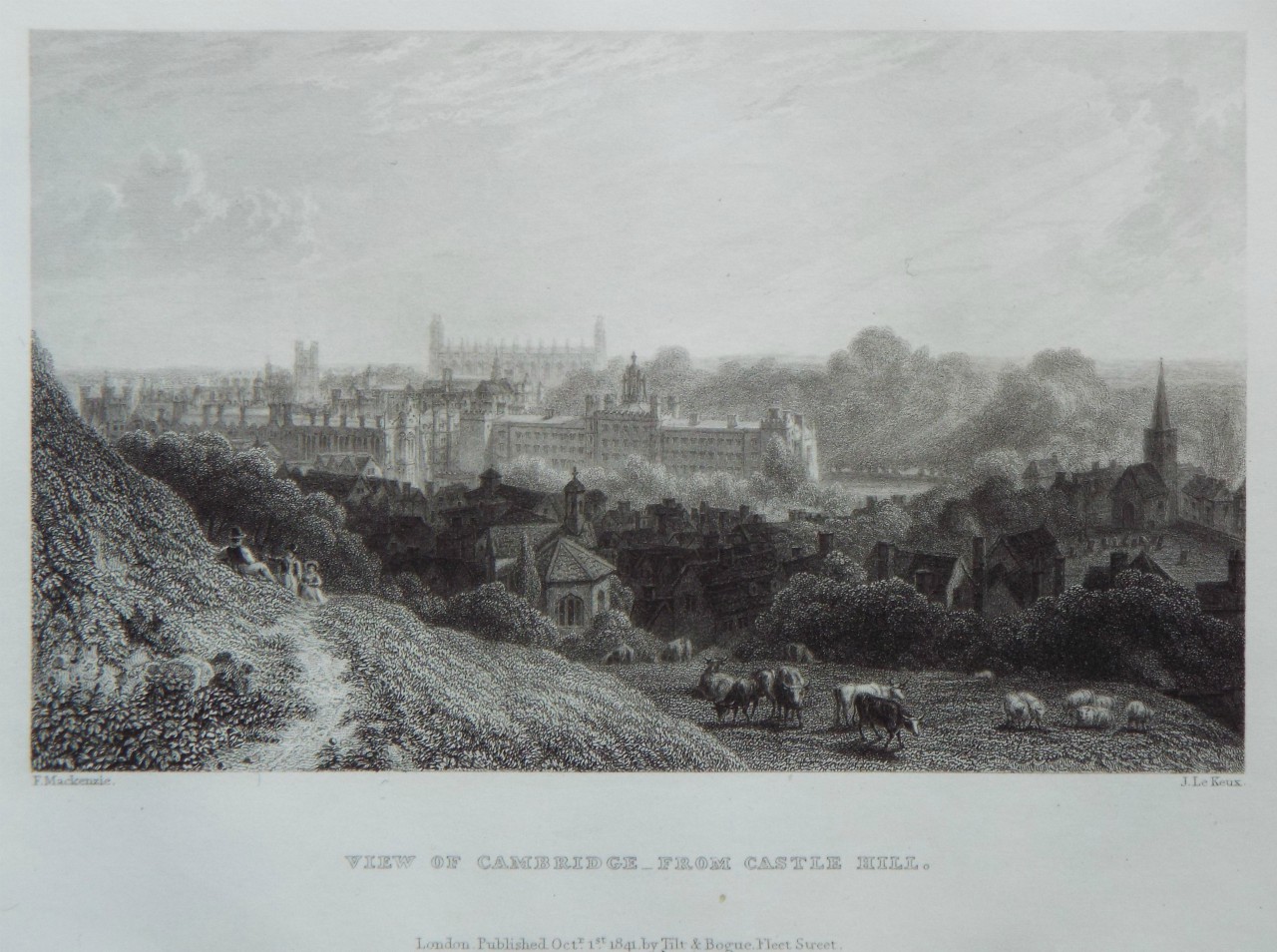Print - View of Cambridge - From Castle Hill. - Le