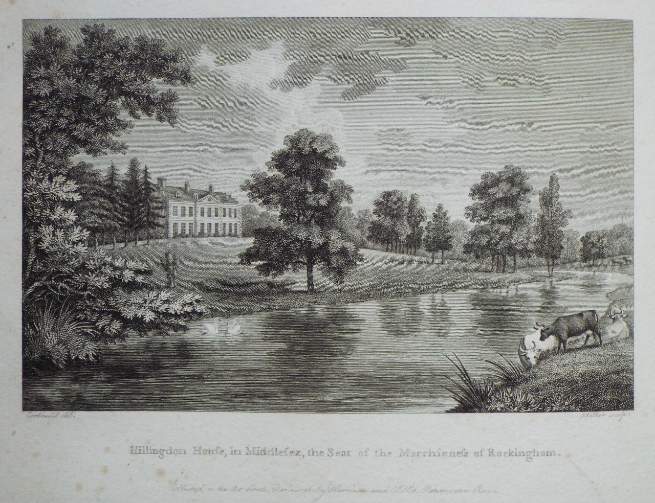 Print - Hillingdon House, in Middlesex, the Seat of the Marchioness of Rockingham. - 