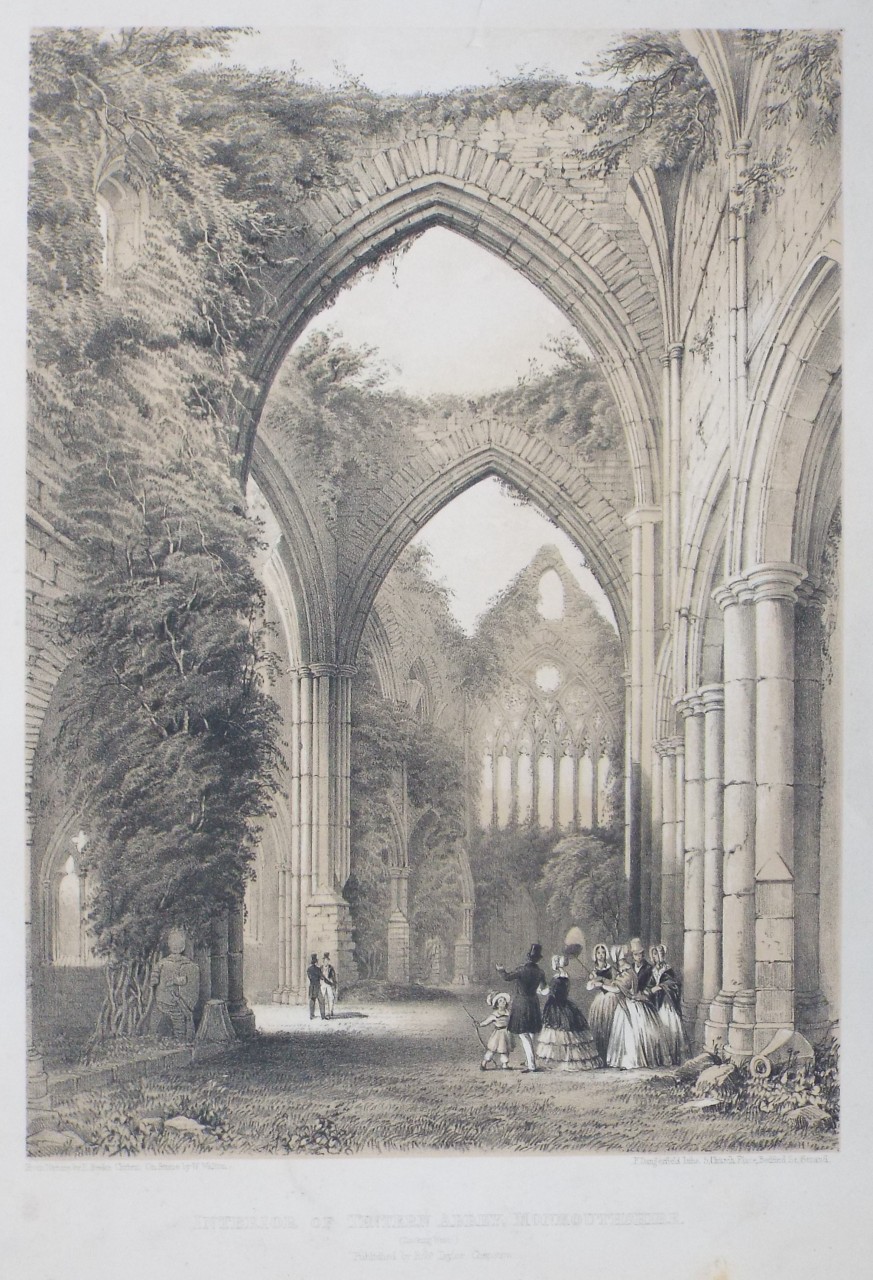 Lithograph - Interior of Tintern Abbey, Monmouthshire. (Looking West.) - Walton