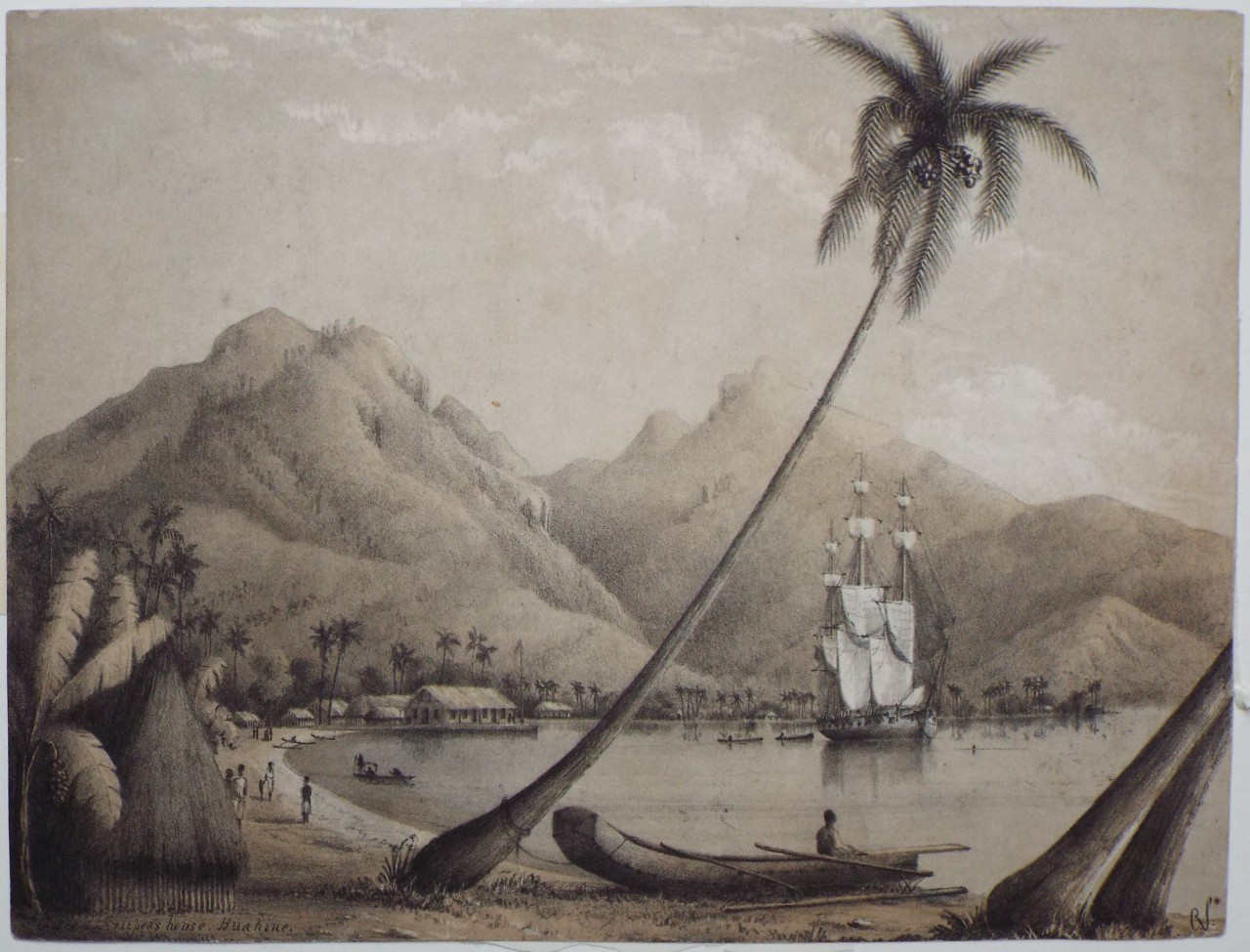 Lithograph - ??? Friipea's House, Huahine