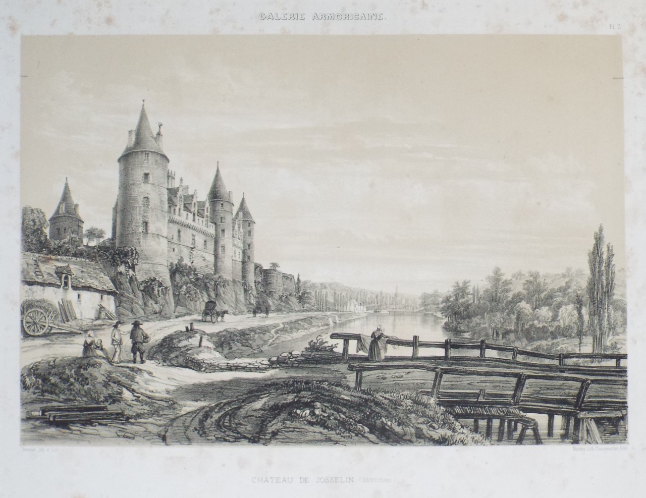 Lithograph - Galerie Armoricaine. Chateau de Josselin (Morbihan) - Benoist