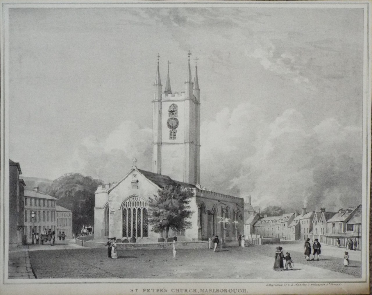 Lithograph - St. Peter's Church, Marlborough. - Madeley