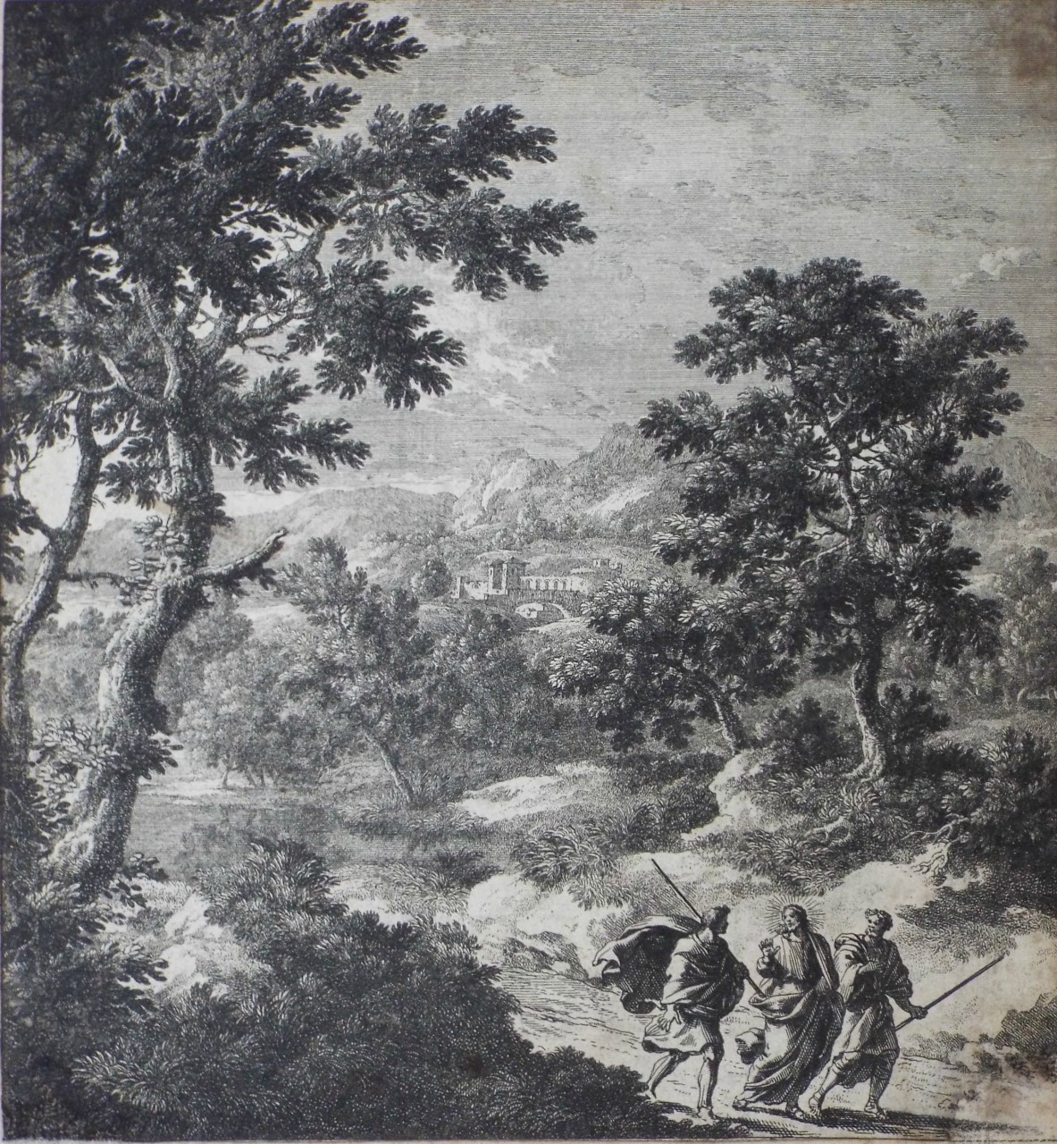 Etching - Le Christ et Pelerins d'Emmaus - Perelle